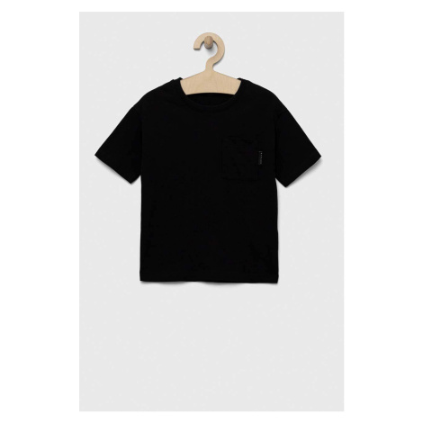 Detské bavlnené tričko Sisley čierna farba, s potlačou