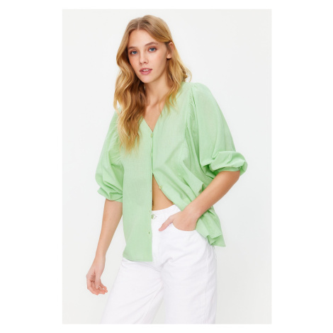 Trendyol Green Bat Sleeve Regular Normal Fit Woven Shirt