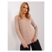 Dark beige classic sweater made of knitted cotton