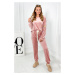 Velour set, sweatshirt + trousers, powder pink