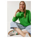 Happiness İstanbul Women's Green Oversize Knitwear Sweater