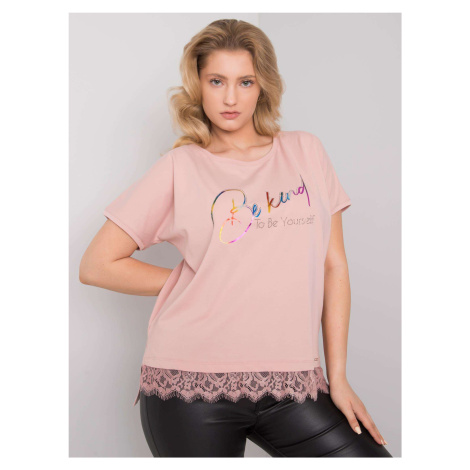 Powder pink cotton blouse of larger size with lace