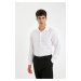 DEFACTO Slim Fit Slim Fit Oxford Button Down Plain Cotton Blend Long Sleeve Shirt R4340az24au