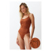 Trendyol BrownPremium Fabric Regular Swimsuit