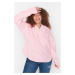 Trendyol Curve Pink Hooded Thick Fleece Knitted Sweatshirt