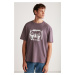 GRIMELANGE Drake Pánske nadrozmerné tričko zo 100% bavlny s hrubou textúrou a potlačou