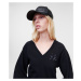 Mikina Karl Lagerfeld Puffy Sleeve V-Neck Sweatshirt Čierna