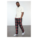 Trendyol Men's Navy Blue Red Plaid Regular Fit Woven Plus Size Pajama Bottoms