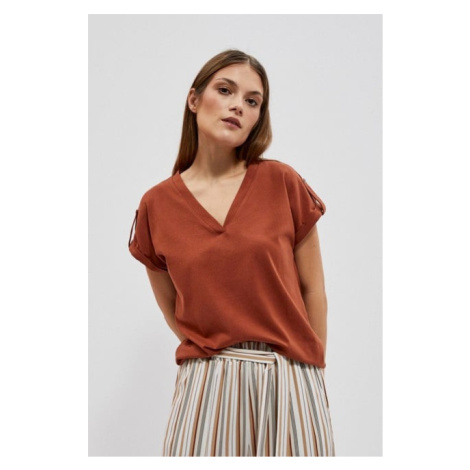 WOMEN'S T-SHIRT L-TS-4076 BROWN Moodo