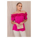 Spanish blouse with a small ruffle in fuchsia color