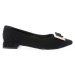 DGN 2802-23y Womens Pointed Toe Flats with Metal Square Buckles.