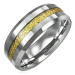 Tungstenový prsteň so vzorovaným pruhom zlatej farby, 8 mm - Veľkosť: 67 mm