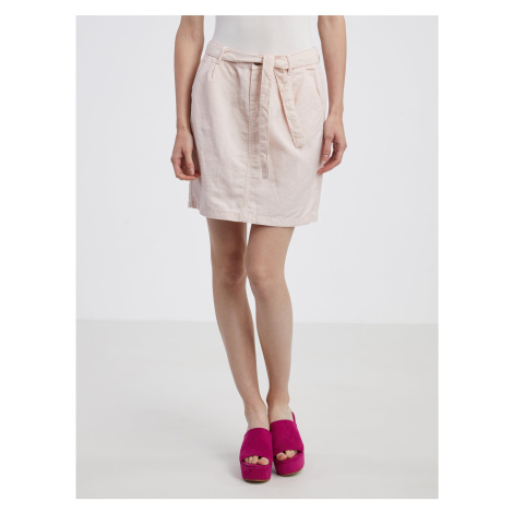 Light pink denim skirt with linen CAMAIEU - Ladies