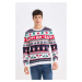 DEFACTO Standard Fit Regular Cut Christmas Themed Crew Neck Knit Sweater