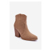 Beige Suede Cowboy High Heeled Boots Lotoune