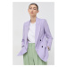 Sako s prímesou vlny Karl Lagerfeld fialová farba, dvojradové, jednofarebné
