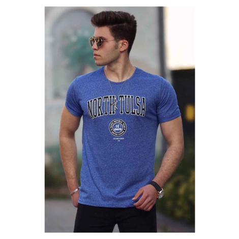 Madmext Men's Navy Blue Printed T-Shirt 4519