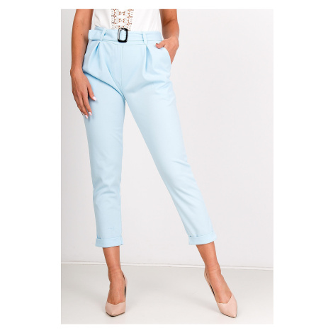 Stylish women's trousers with belt - blue