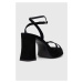 Semišové sandále HUGO Vicky čierna farba, 50487944