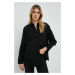 Košeľa MICHAEL Michael Kors dámska, čierna farba, voľný strih, s klasickým golierom