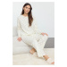 Trendyol Ecru 100% Cotton Teddy Bear Knitted Pajama Set