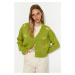 Trendyol Green Soft Textured Embroidery Detail V Neck Knitwear Cardigan