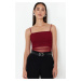 Trendyol Claret Red Adjustable Straps Lined Flexible Tulle Knitted Body