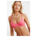 Trendyol Fuchsia Textured Bikini Top