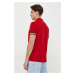 Bavlnené polo tričko Tommy Hilfiger červená farba, vzorované