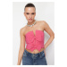 Trendyol Pink Crop Bow Detailed Woven Bustier