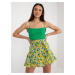 Yellow and green floral short skirt-shorts