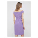 Šaty Lauren Ralph Lauren fialová farba, mini, priliehavá