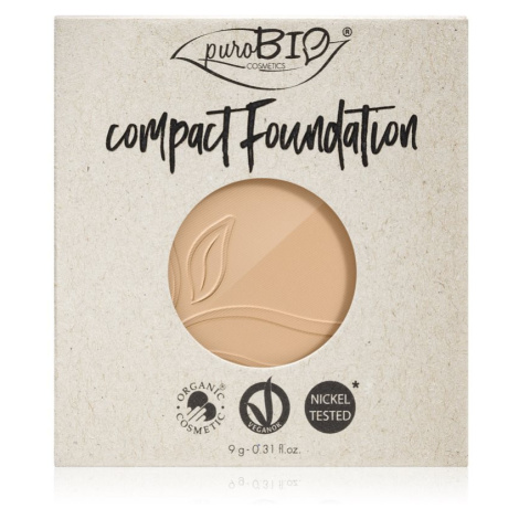 puroBIO Cosmetics Compact Foundation kompaktný púdrový make-up náhradná náplň SPF 10 odtieň 03