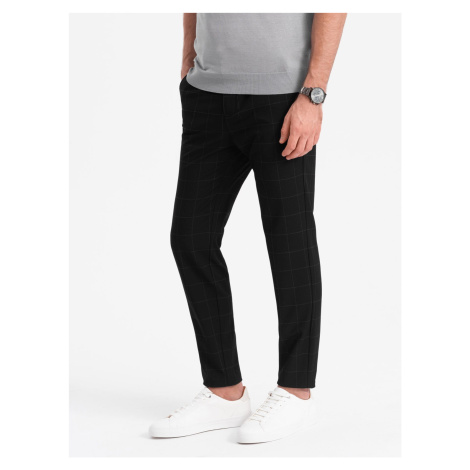 Ombre Men's pants with a classic cut in a delicate check - black