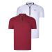 DUAL SET T8571 DEWBERRY ZIPPERED MENS T-SHIRT-WHITE-BURGUNDY