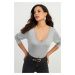 Cool & Sexy Women's Gray V-Neck Blouse