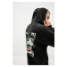 Trendyol Black Regular Cut Printed Hooded Art Printed Sweatshirt