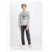 DEFACTO Boy Regular Fit Crew Neck Printed Thick Sweatshirt