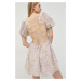 Bavlnené šaty Bardot fialová farba, mini, áčkový strih