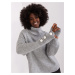 Grey women's sweater with buttons on the sleeves