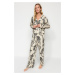 Trendyol Cream Tiger Pattern Viscose Woven Pajamas Set