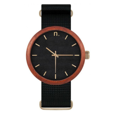 Čierne drevené hodinky s textilným remienkom pre pánov
