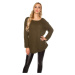 Trendy XXL loose knit jumper w. lacing in the back mustard Einheitsgroesse