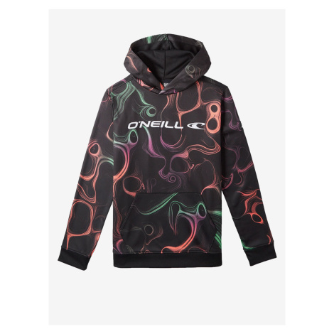 Oranžovo-čierna chlapčenská vzorovaná mikina O'Neill RUTILE HOODIE FLEECE