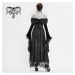 šaty DEVIL FASHION A Coven Affair long Gothic Dress with Faux-Fur Col