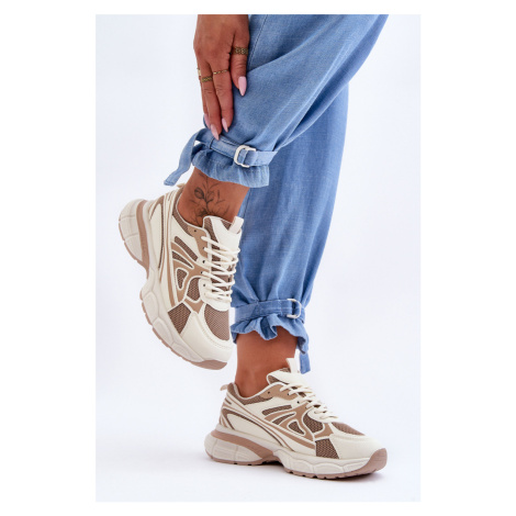 Women's sports lace-up shoes Beige Emare