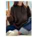 13242 Dewberry Oversize Women Sweater-COFFEE