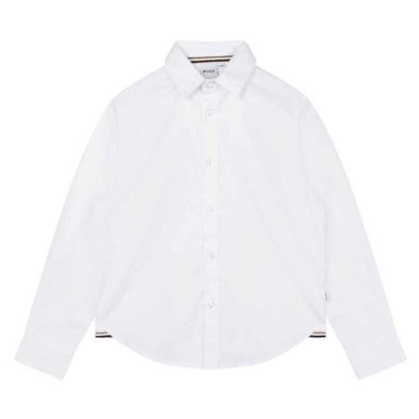Detská bavlnená košeľa BOSS biela farba Hugo Boss
