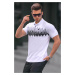 Madmext White Patterned Polo Neck Men's T-Shirt 6106