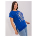 Women's cobalt blue blouse with large print